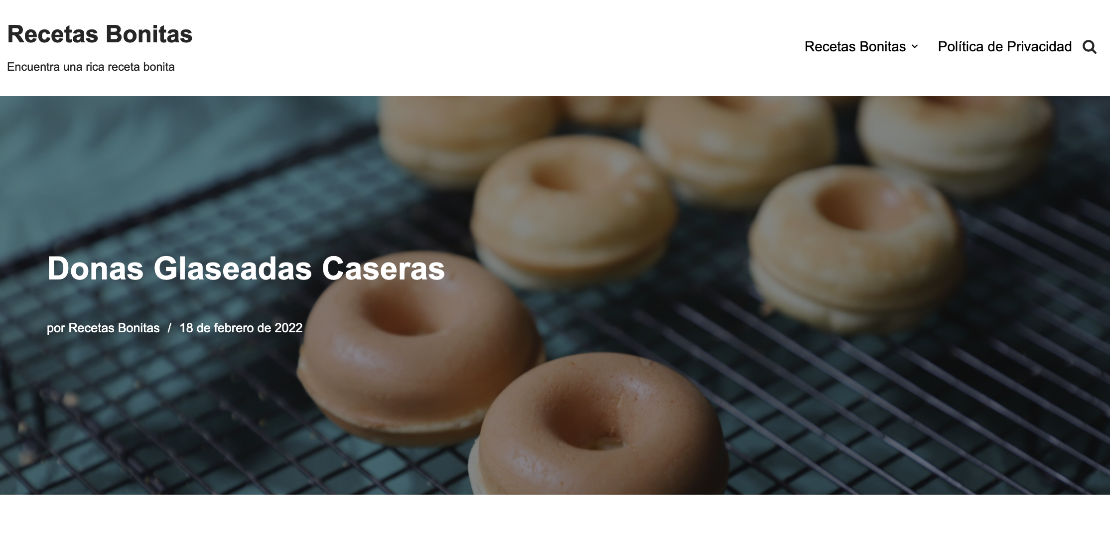 Recetas Bonitas website interface